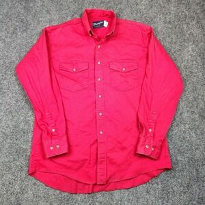 Wrangler Shirt Mens‎ 16.5x35 Red Western Long Sleeve Button Down Cotton Workwear